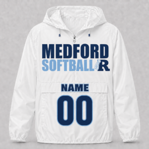 MEDFORD SOFTBALL PULLOVER WINDBREAKER- white