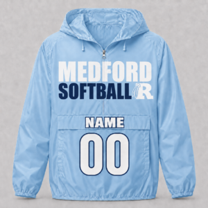 MEDFORD SOFTBALL PULL OVER WINDBREAKER - light blue